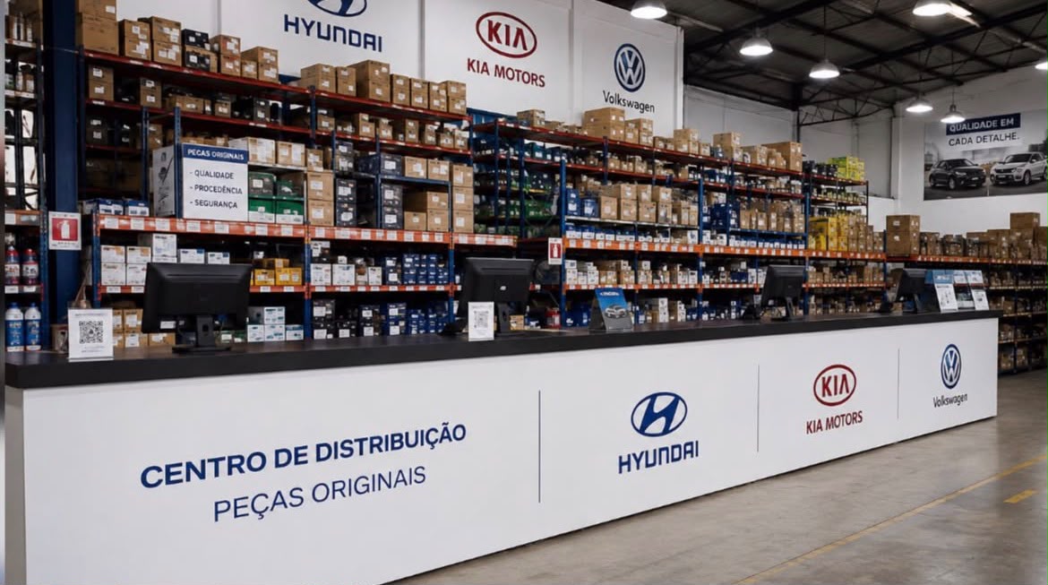 Balcão do centro de distribuição de peças originais Hyundai, Kia e Volkswagen