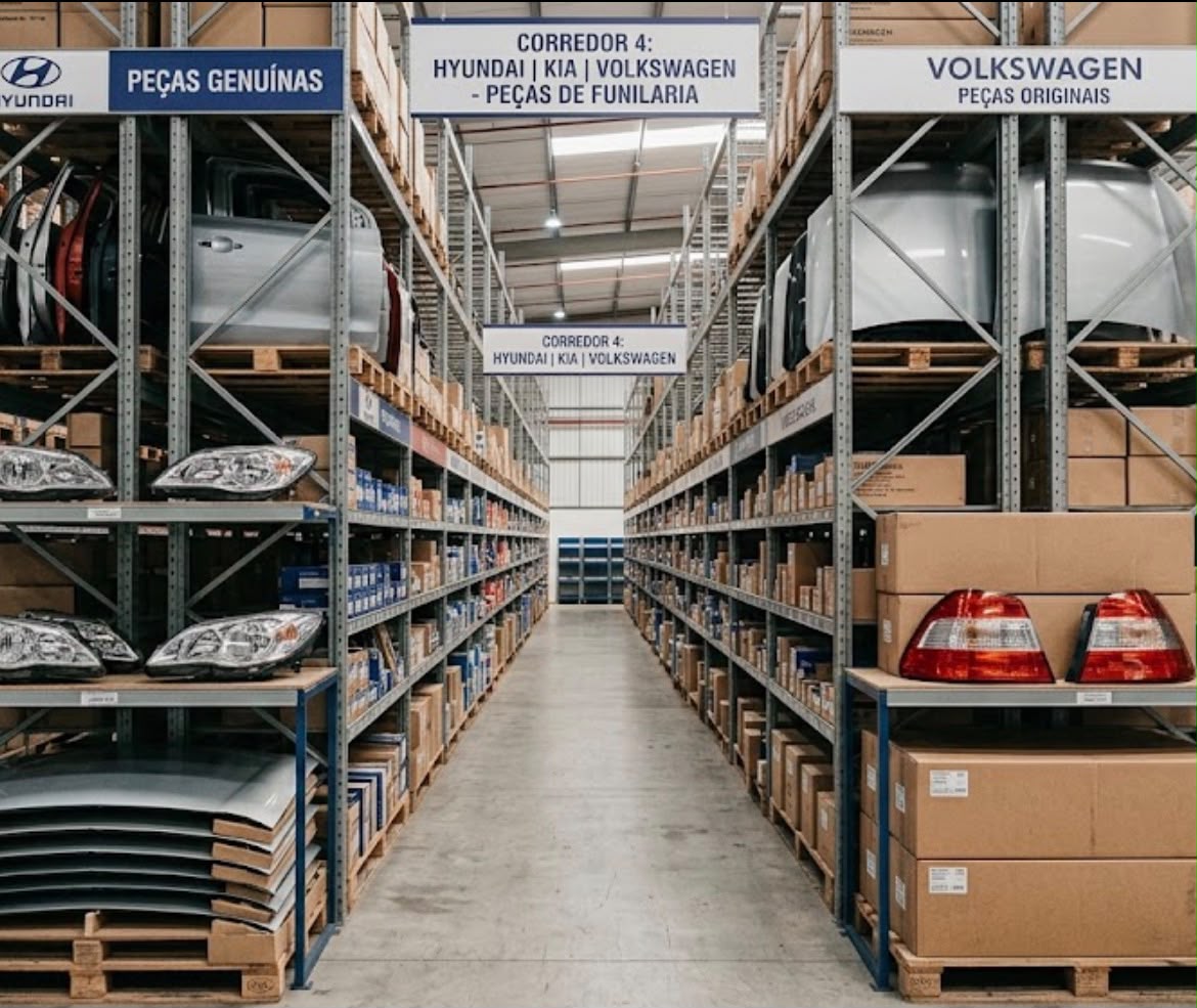 Corredor de peças genuínas de funilaria Hyundai, Kia e Volkswagen